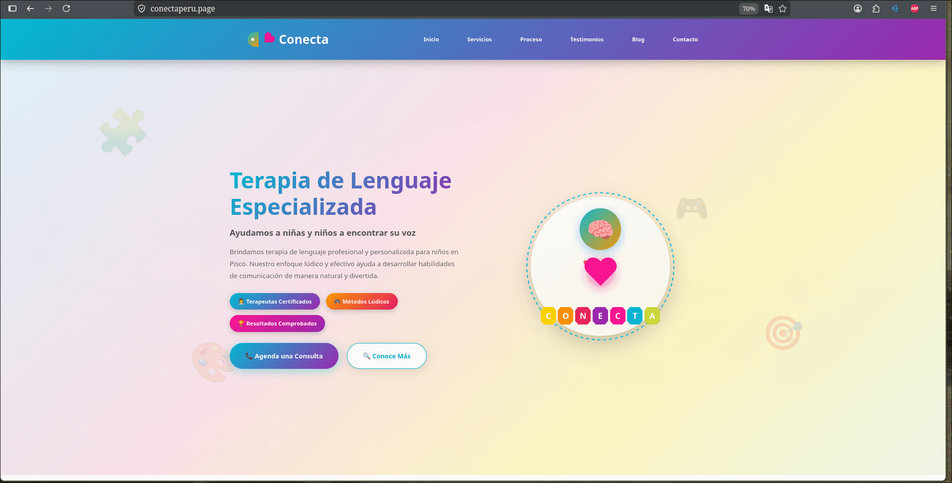 Captura del proyecto Conecta — Terapia de Lenguaje